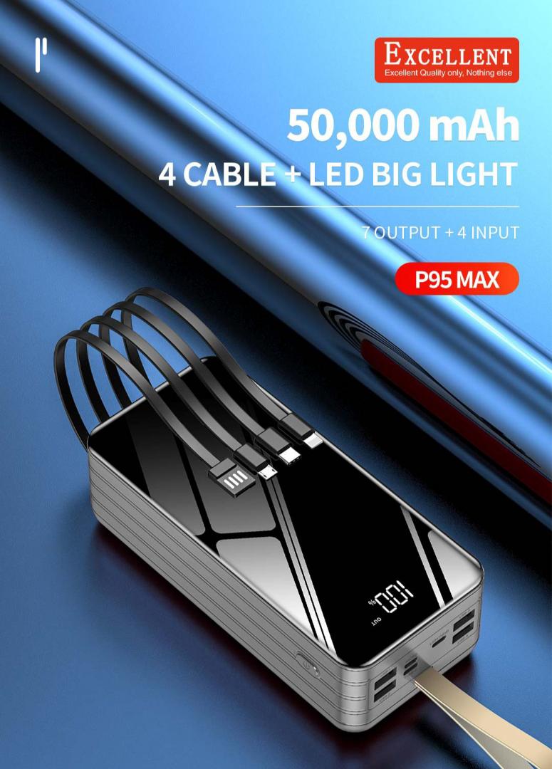Excellent P95 Max 50,000mah powerbank, high capacity and supports fast charging.