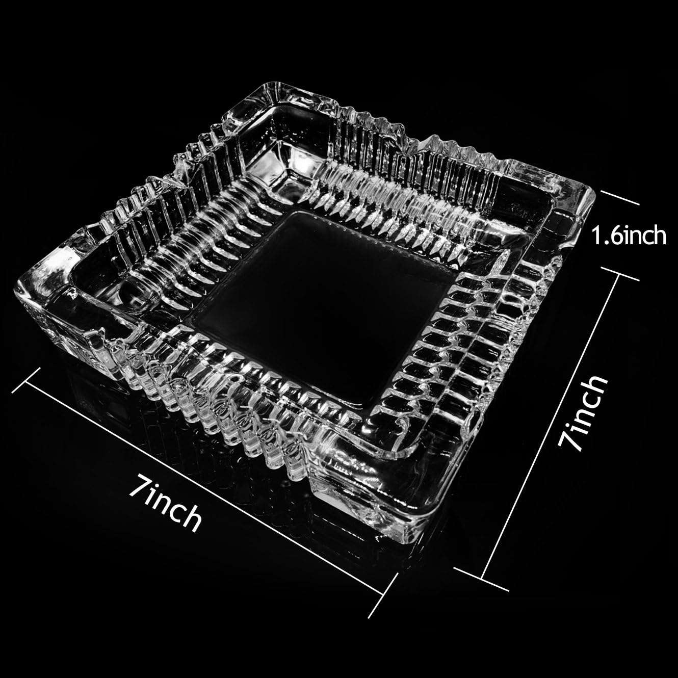 ASH TRAY SQUARE GLASS Premium Quality: This ashtray is made of high-quality materials that ensure durability and longevity. It is resistant to wear and tear, making it perfect for long-term use