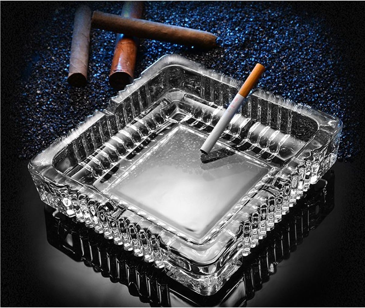 ASH TRAY SQUARE GLASS Premium Quality: This ashtray is made of high-quality materials that ensure durability and longevity. It is resistant to wear and tear, making it perfect for long-term use