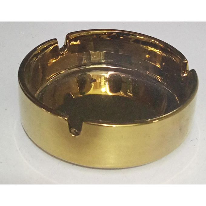 1 pc Ceramic Gold Ash Tray Ashtray Tabletop Round Ceramic Ash Tray (Gold) Ashtray, Matches Lighter Function Cigarette Ashtray Wear Resistant Stainless Steel Ashtray for Outdoor