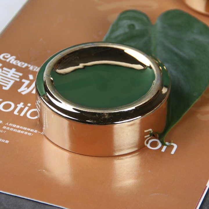 1 pc Ceramic Gold Ash Tray Ashtray Tabletop Round Ceramic Ash Tray (Gold) Ashtray, Matches Lighter Function Cigarette Ashtray Wear Resistant Stainless Steel Ashtray for Outdoor