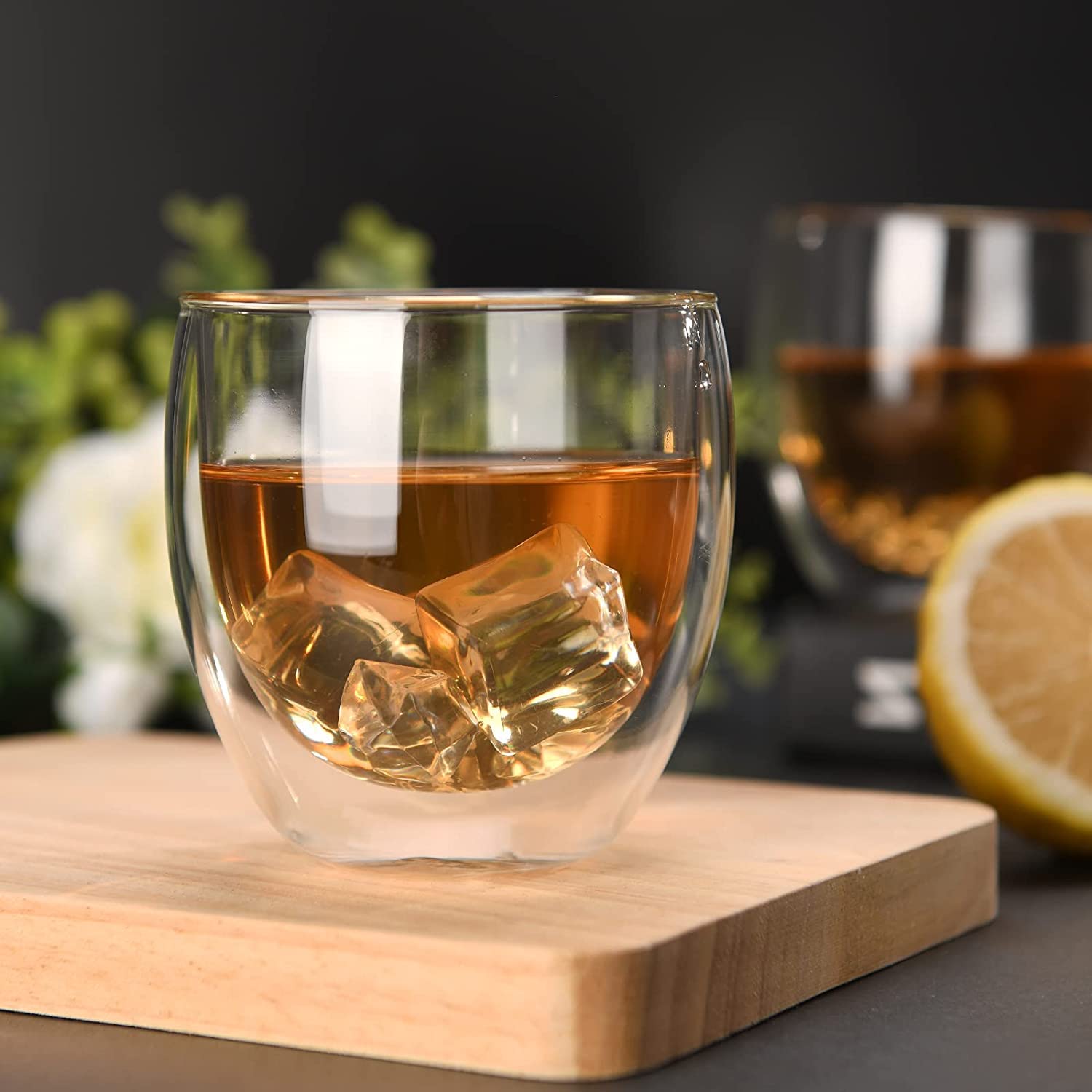 Double wall glass small  250 ml .Drinking Glasses for Water, Soda, Juice, Milk, Tea, Coffee, Cappuccino, Latte, Espresso, Americano, Coke, Beer, Spirits, Cocktails Glass.borosilicate glass tea coffee