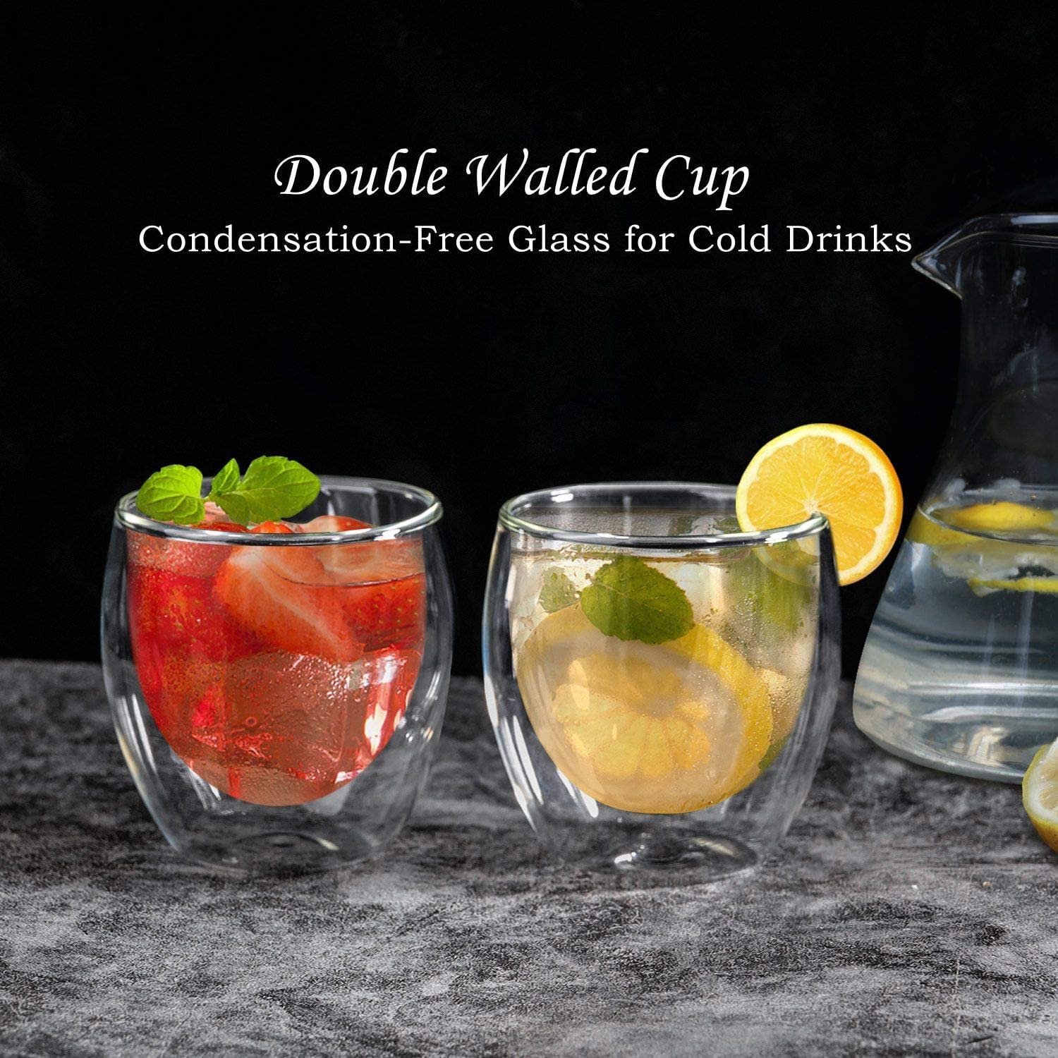 Double wall glass small  250 ml .Drinking Glasses for Water, Soda, Juice, Milk, Tea, Coffee, Cappuccino, Latte, Espresso, Americano, Coke, Beer, Spirits, Cocktails Glass.borosilicate glass tea coffee