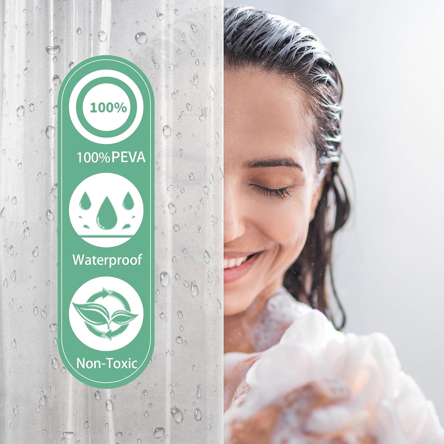 Waterproof PEVA Shower Curtain Liner Transparent Mildew Curtains Bath Decor with Curtain Hook Translucent Shower Curtain Liner with 3 Stones and 12 Grommet Holes, Weighted Plastic Shower Curtain Liner