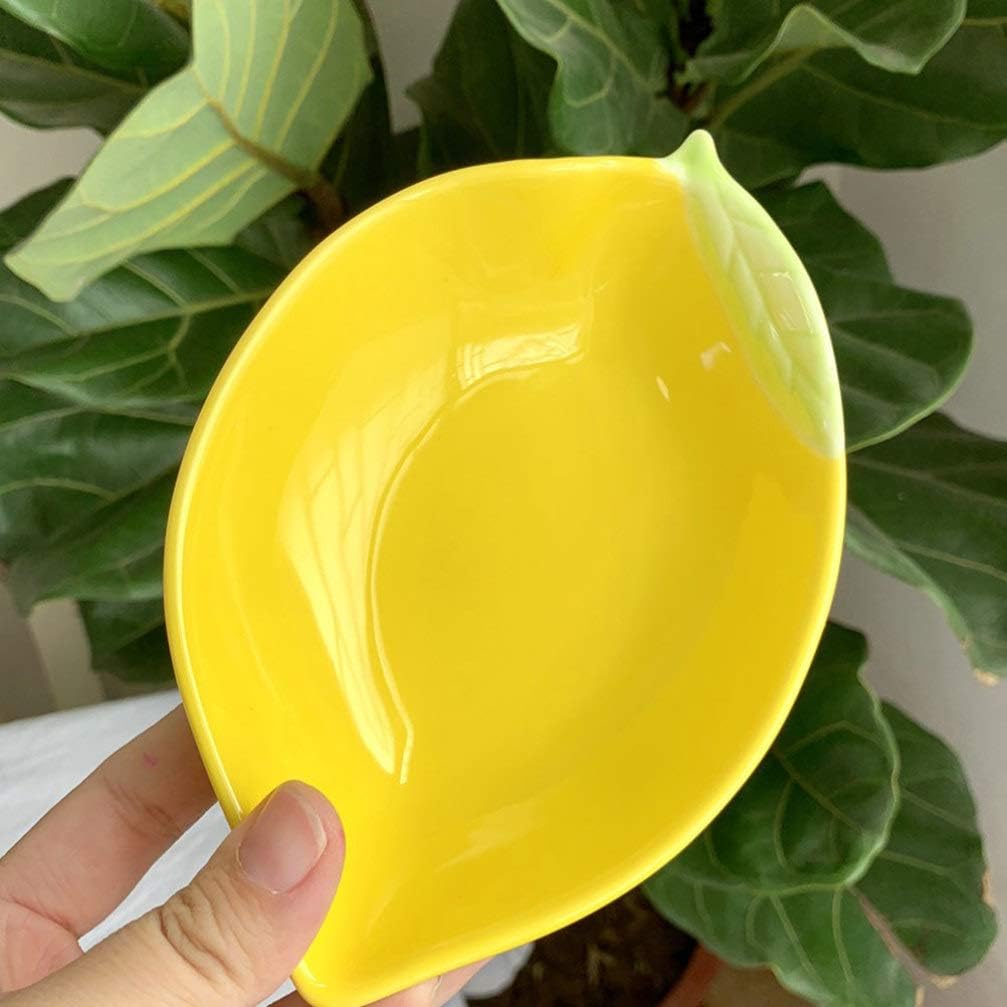 Lemon Ceramic Plate, Fruit Shape Bowl Ceramic Foods Platter Salad Pasta Bowls Serving Container Cereal Bowls for Snacks Dessert Salad Rice Cake Pudding Candy B