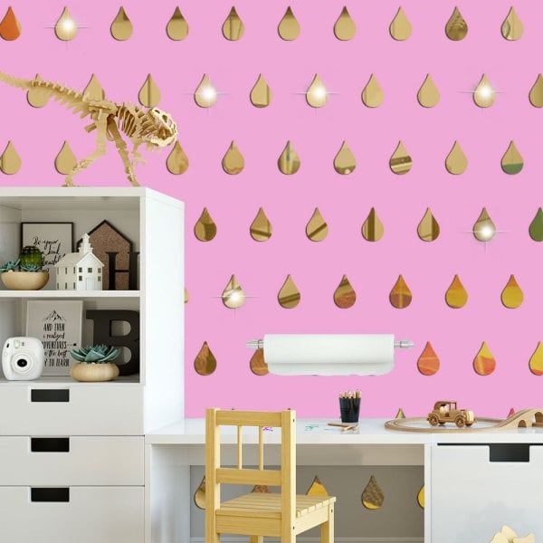 100 /50Pcs Raindrop Acrylic Mirror Wall Stickers Bedroom Living Room Decor Home Decoration Accessories