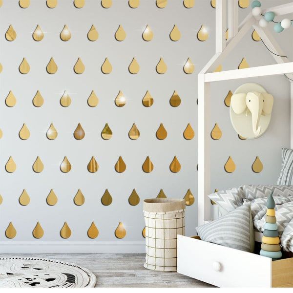 100 /50Pcs Raindrop Acrylic Mirror Wall Stickers Bedroom Living Room Decor Home Decoration Accessories