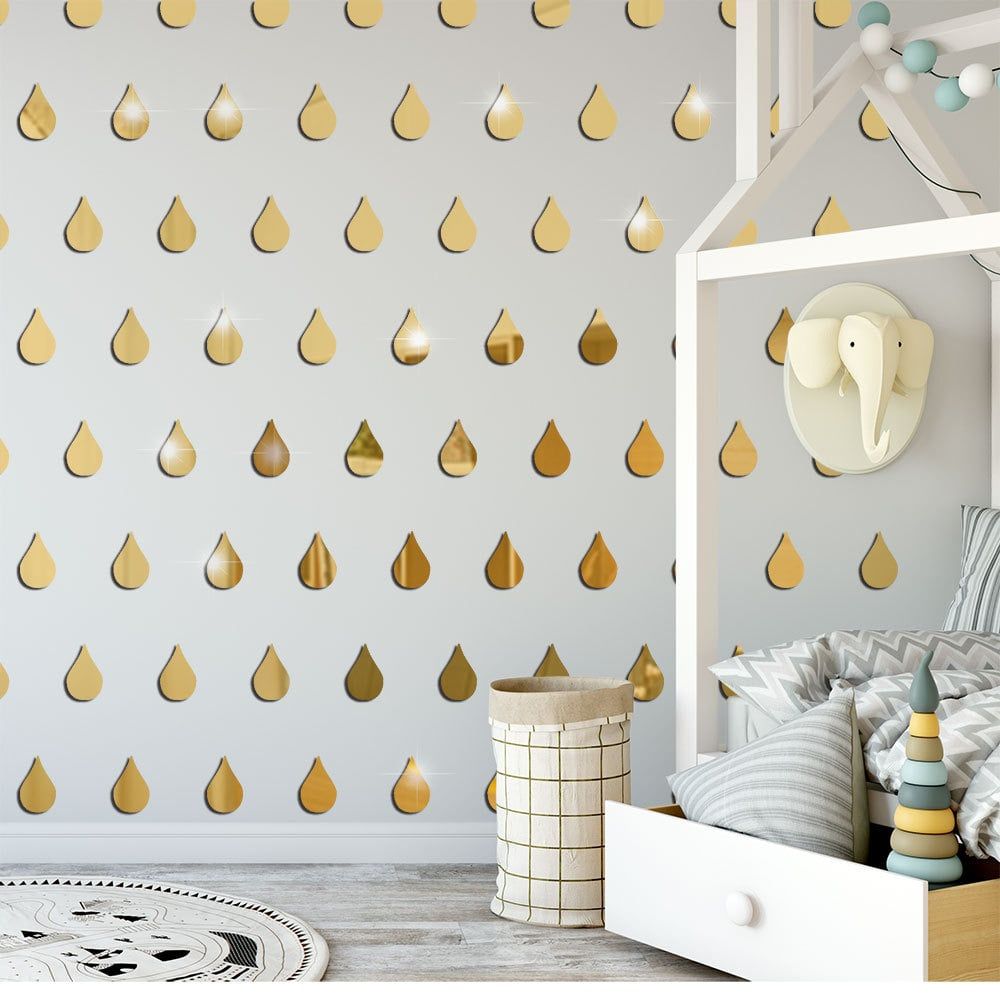 100 /50Pcs Raindrop Acrylic Mirror Wall Stickers Bedroom Living Room Decor Home Decoration Accessories