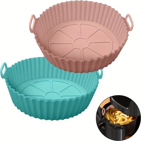 1pc 20CM Reusable Silicone Baking Tray Round Durable Silicone Material Oven Guard Air Fryer Liner Mold Pot Insulation Mat Tool