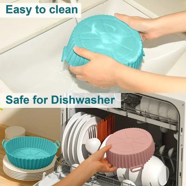 1pc 20CM Reusable Silicone Baking Tray Round Durable Silicone Material Oven Guard Air Fryer Liner Mold Pot Insulation Mat Tool