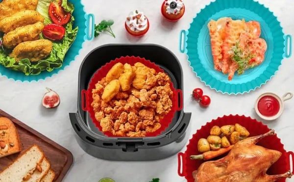 1pc 20CM Reusable Silicone Baking Tray Round Durable Silicone Material Oven Guard Air Fryer Liner Mold Pot Insulation Mat Tool
