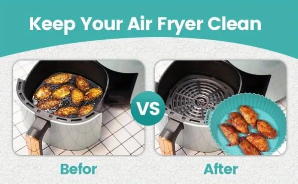 1pc 20CM Reusable Silicone Baking Tray Round Durable Silicone Material Oven Guard Air Fryer Liner Mold Pot Insulation Mat Tool