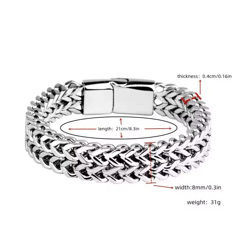 Stainless Steel Braided Double Row Front and Rear Fish Scale Alloy Magnetic Buckle Bracelet with Keel Jewelry New Model
﻿