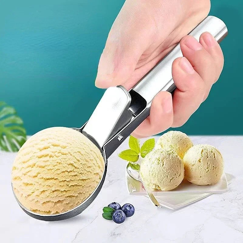 Stainless Steel Dual-purpose Ice Cream Scoop Ice Cream Scooper Multifunctional Fruit Scoop Kitchen Supplies