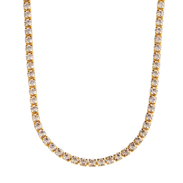 Punk Hiphop Rhinestone Tennis Chain Necklace Men Women Silver Color Iced Out Chain Link