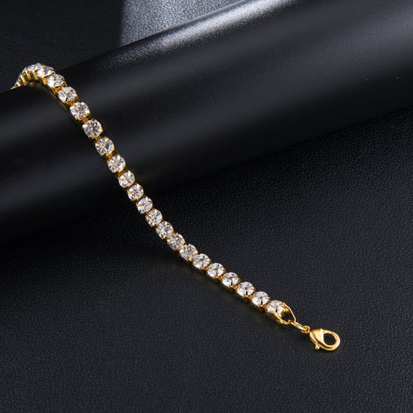 Punk Hiphop Rhinestone Tennis Chain Necklace Men Women Silver Color Iced Out Chain Link