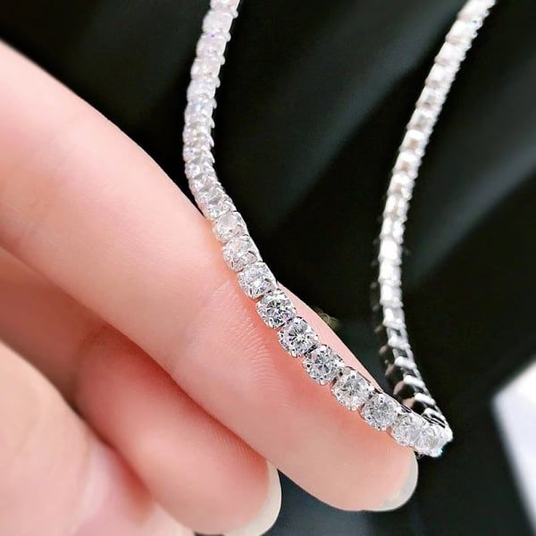 Punk Hiphop Rhinestone Tennis Chain Necklace Men Women Silver Color Iced Out Chain Link