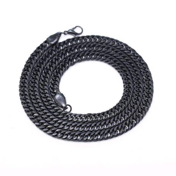 Men Women Curb Cuban Link Chain Chokers Vintage Black Gold Tone Solid Metal Necklace