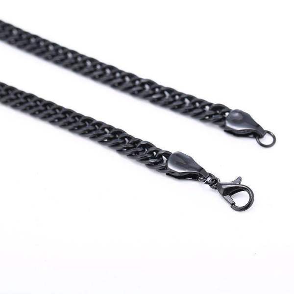 Men Women Curb Cuban Link Chain Chokers Vintage Black Gold Tone Solid Metal Necklace