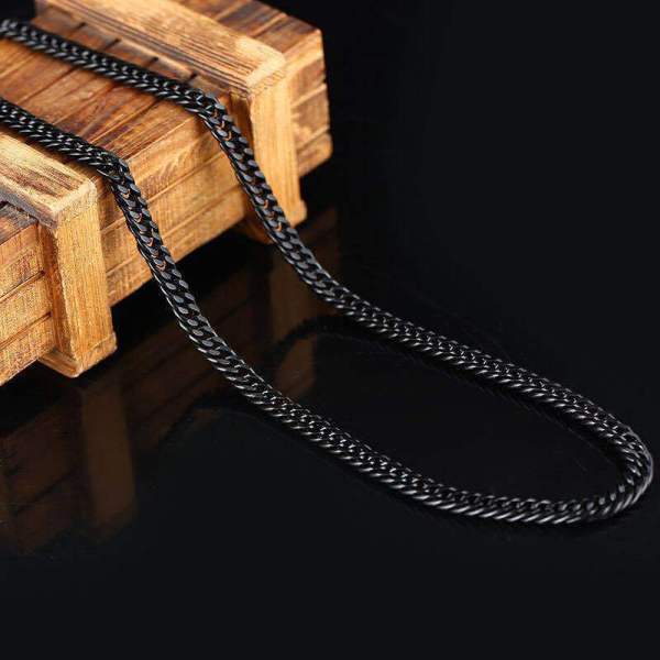 Men Women Curb Cuban Link Chain Chokers Vintage Black Gold Tone Solid Metal Necklace