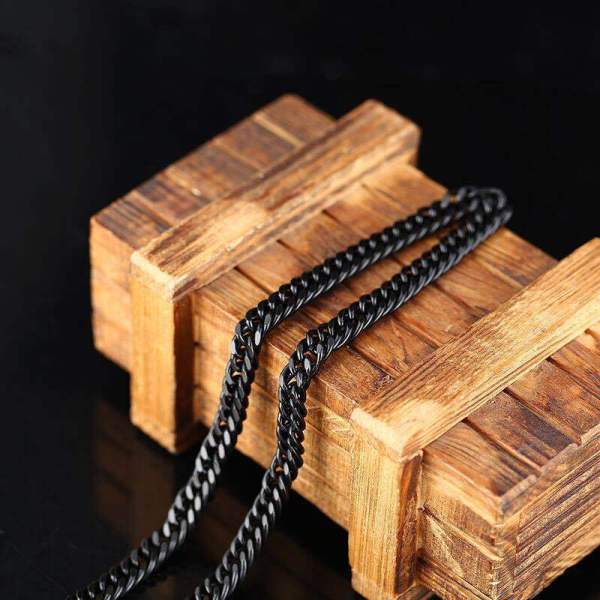 Men Women Curb Cuban Link Chain Chokers Vintage Black Gold Tone Solid Metal Necklace