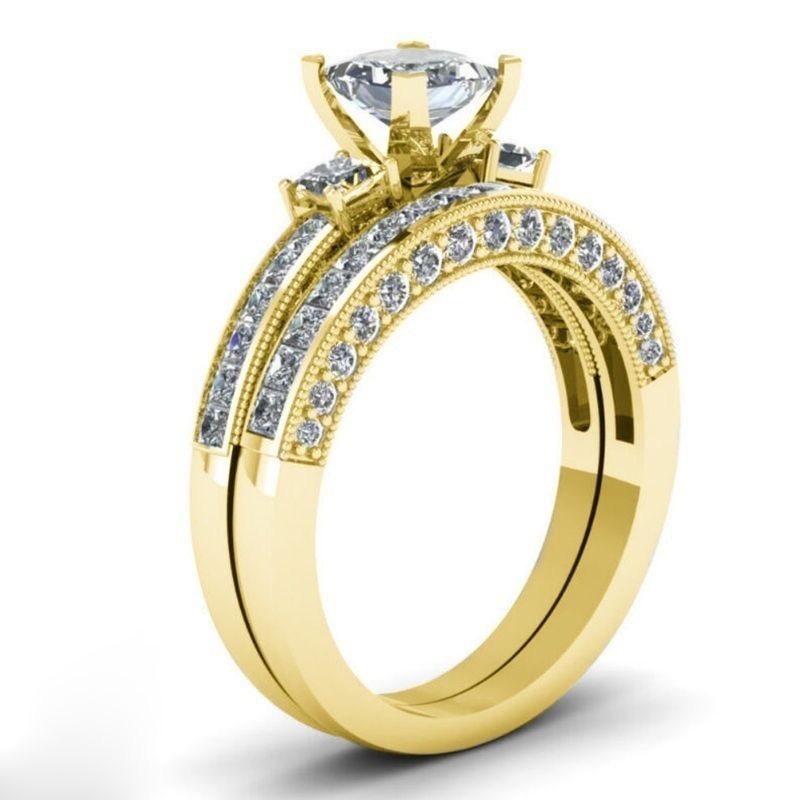 New Hot Square Crystal 925Sterling Silver Engagement Rings For Couples Women Stainless steel Men's Bridal Wedding Band Size 5-14