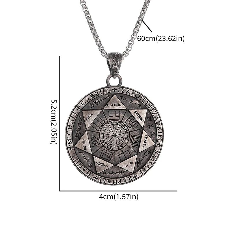 Retro Seven Angels Magic Circle Solomon\'s Seal Necklace Pendant Personalized Men\'s Punk Lucky Amulet Jewelry