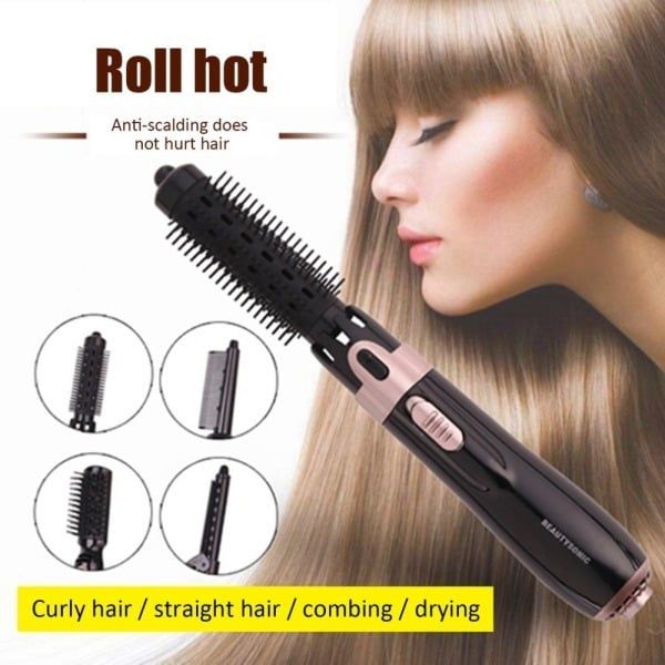 Multifunctional Hot Air Comb Four-in-one Negative Ion Wet And Dry Hair Dryer Hair Straightener Hair Curler Hair Dryer Comb