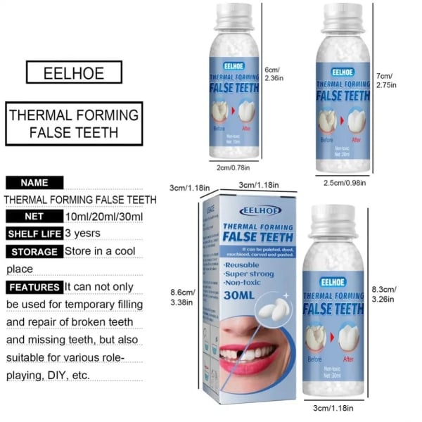 False Teeth Solid Glue Temporary Tooth Repair Kit Moldable Thermal Fitting Teeth Pellet Adhesive Tooth Care Tool