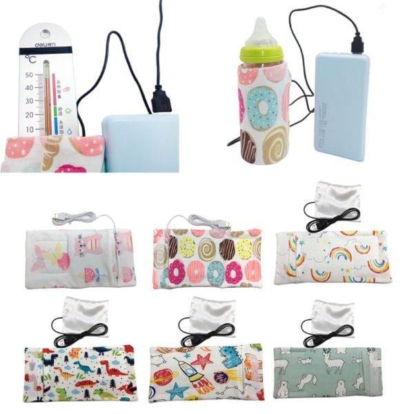 USB Milk Water Warmer Travel Stroller Insulated Bag Baby Nursing Bottle Heater （Random color）
