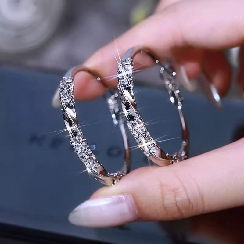 Women Gold Color Round Hoops Luxury Earring Trend Wedding Jewelry