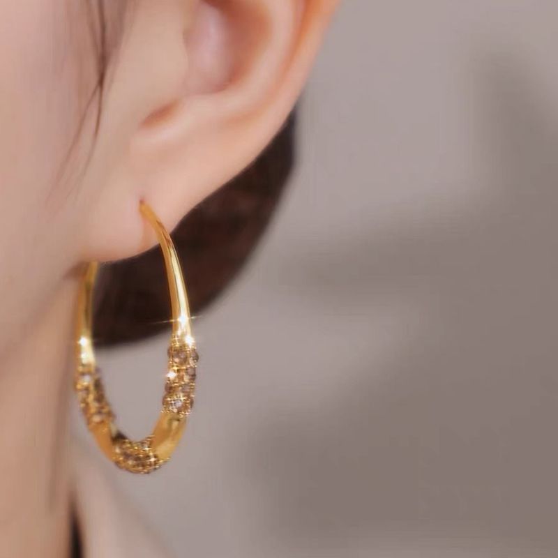 Women Gold Color Round Hoops Luxury Earring Trend Wedding Jewelry