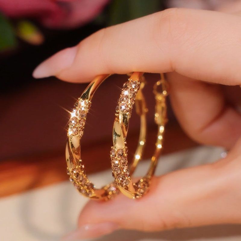 Women Gold Color Round Hoops Luxury Earring Trend Wedding Jewelry