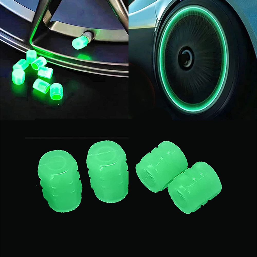 8pcs Car Luminous Tire Valve Caps Fluorescent Night Glowing Motorcycle Bicycle Bike Wheel Tyre Hub Valve Stem Caps Decor  4pcs