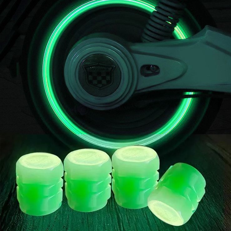8pcs Car Luminous Tire Valve Caps Fluorescent Night Glowing Motorcycle Bicycle Bike Wheel Tyre Hub Valve Stem Caps Decor  4pcs