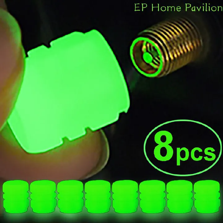 8pcs Car Luminous Tire Valve Caps Fluorescent Night Glowing Motorcycle Bicycle Bike Wheel Tyre Hub Valve Stem Caps Decor  4pcs