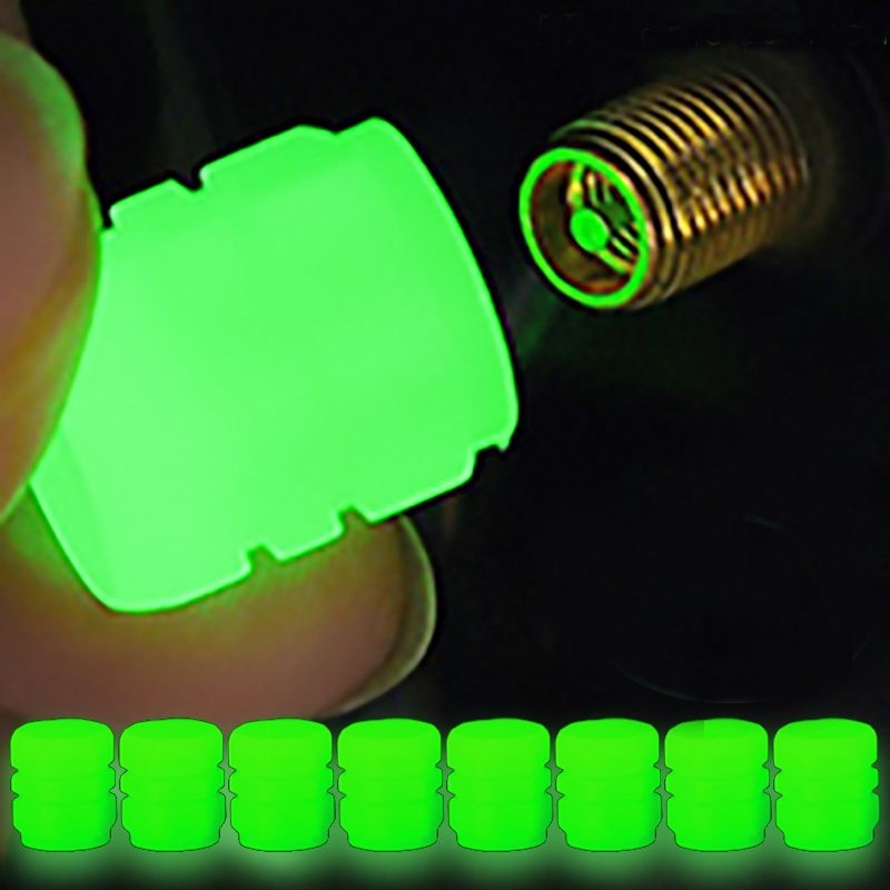 8pcs Car Luminous Tire Valve Caps Fluorescent Night Glowing Motorcycle Bicycle Bike Wheel Tyre Hub Valve Stem Caps Decor  4pcs