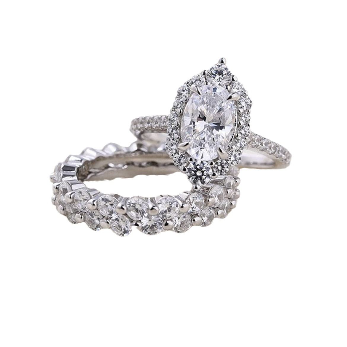 Ladies' Wedding Party Accessories, Engagement Ceremony Temperament, Jewelry, Lightweight Luxury Oval Zirconia Inlaid Luxury Three-layer Ring