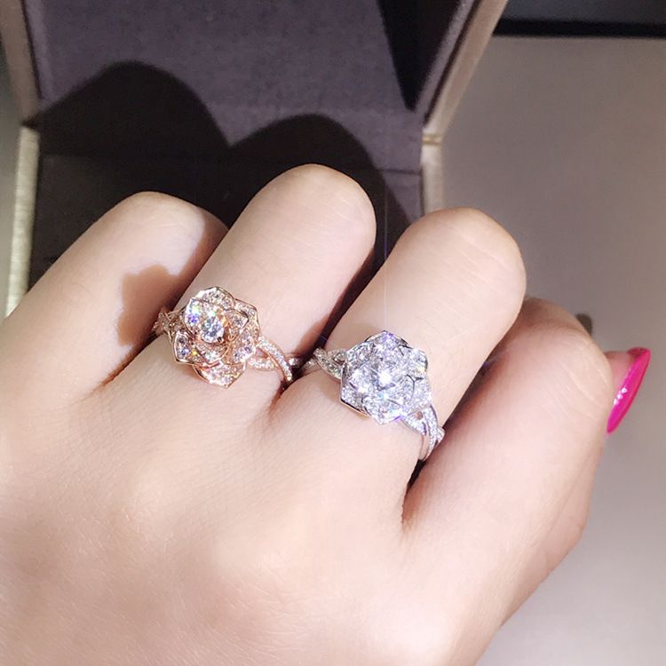 Luxury Large Rose Ring, Cute Ladies' Rose Gold Engagement Ring, Retro Party, Wedding Band, Ladies' Jewelry