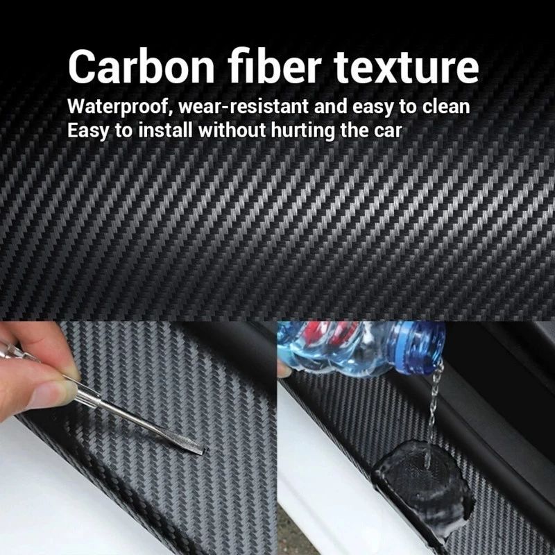 5/3m Car 3D Carbon Fiber Stickers Door Sill Anti-stepping Protector Trunk Bumper Side Mirror Anti Scratch Tape Auto Decals