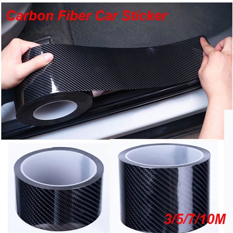 5/3m Car 3D Carbon Fiber Stickers Door Sill Anti-stepping Protector Trunk Bumper Side Mirror Anti Scratch Tape Auto Decals