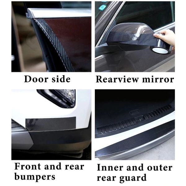 5/3m Car 3D Carbon Fiber Stickers Door Sill Anti-stepping Protector Trunk Bumper Side Mirror Anti Scratch Tape Auto Decals