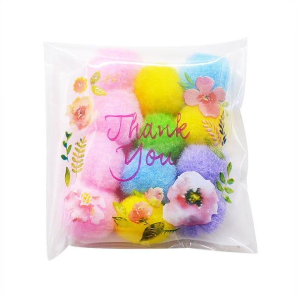 100Pcs Plastic Bags Thank you Cookie&Candy Bag Self-Adhesive For Wedding Birthday Party Gift Bag Biscuit Baking Packaging Bag