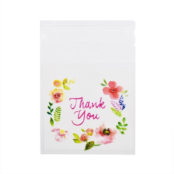 100Pcs Plastic Bags Thank you Cookie&Candy Bag Self-Adhesive For Wedding Birthday Party Gift Bag Biscuit Baking Packaging Bag
