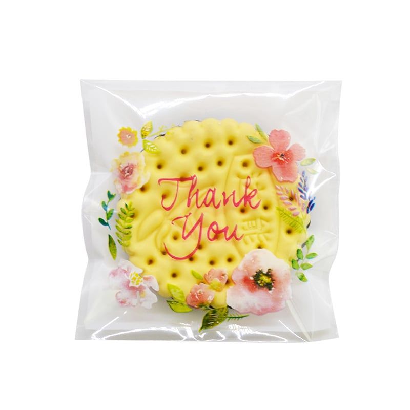 100Pcs Plastic Bags Thank you Cookie&Candy Bag Self-Adhesive For Wedding Birthday Party Gift Bag Biscuit Baking Packaging Bag