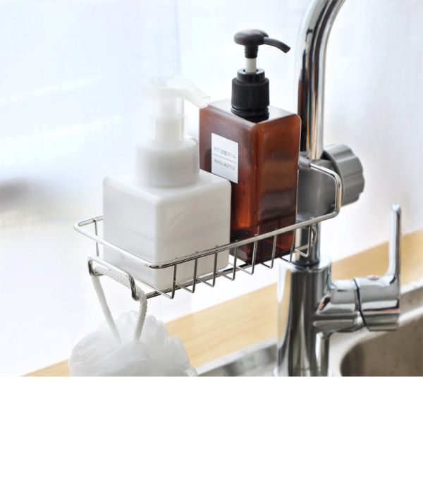 Kitchen Stainless Steel Sink Drain Rack Sponge Storage Faucet Holder Soap Drainer Shelf Basket Organizer Bathroom Accessories