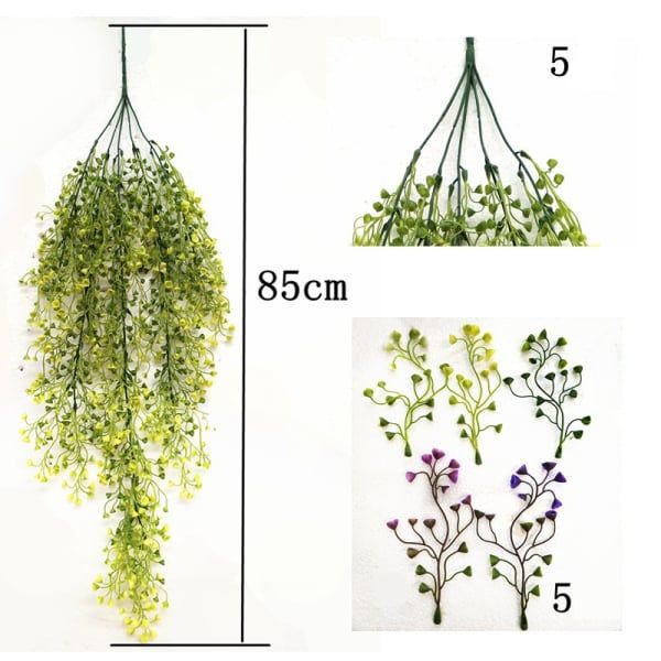 Hoomall Green Purple Artificial Plant Silk Rattan Wall Flower Plant Wedding Party Decoration Fake Flowers Vine Home Decor Xmas