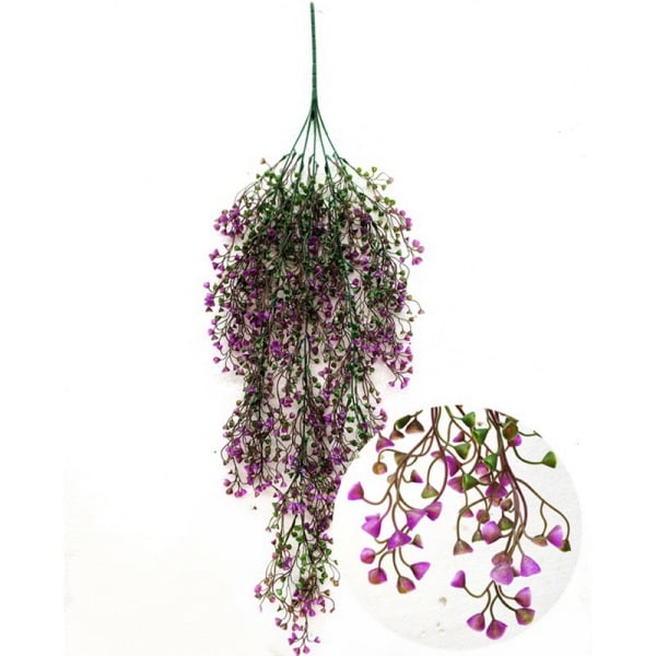 Hoomall Green Purple Artificial Plant Silk Rattan Wall Flower Plant Wedding Party Decoration Fake Flowers Vine Home Decor Xmas