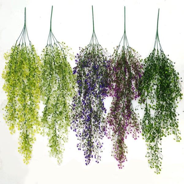 Hoomall Green Purple Artificial Plant Silk Rattan Wall Flower Plant Wedding Party Decoration Fake Flowers Vine Home Decor Xmas