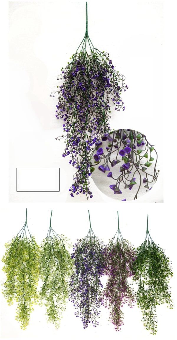 Hoomall Green Purple Artificial Plant Silk Rattan Wall Flower Plant Wedding Party Decoration Fake Flowers Vine Home Decor Xmas